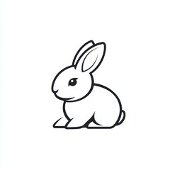 Obraz premium Cute bunny rabbit line art, white background, logo design