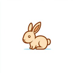 Obraz premium Cute cartoon bunny sitting, white background, logo design