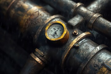 Industrial Tubing with Pressure Gauge and Condensation Detail