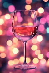 Soft side bokeh glow reflecting on wine glasses, evoking a sophisticated and relaxing ambiance, style book illustration
