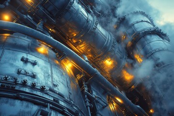 Intricate Macro Shot of Industrial Boiler Piping