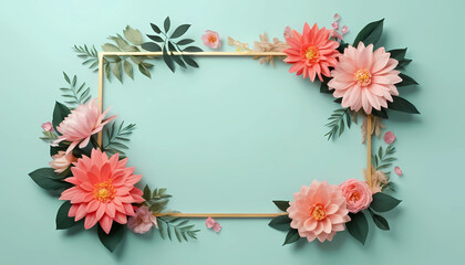 Obraz premium Abstract floral frame layout with copy space for wedding or Women's Day