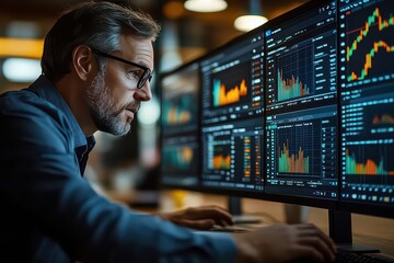 Marketing Director Analyzing Consumer Data on Multiple Screens