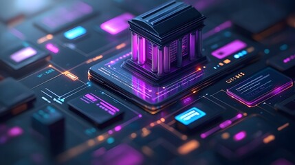 Obraz premium Isometric 3D concept of secure online transactions on a mobile app with user-friendly design