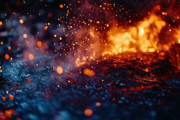 Molten Steel Poured into Molds with Glowing Colors