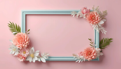Abstract floral frame layout with copy space for wedding or Women's Day