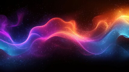 Obraz premium Abstract Cosmic Waves: Glowing Nebula in Vibrant Colors