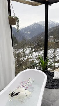 happy duck swimming in the bathtub