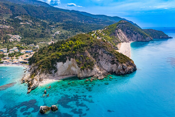 Agios Nikitas Beach and Milos Hidden Beach, on the coast of Lefkada, in the Ionian Islands of Greece