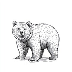 Grizzly bear sketch, wildlife art, white background, nature illustration, book cover (1)