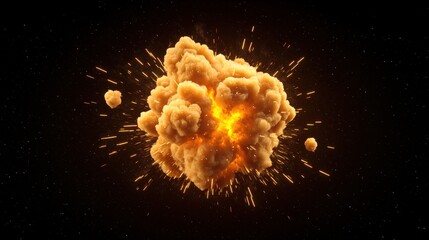 Fiery Explosion Dramatic Orange Blast Space Background VFX 3D Render