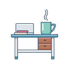 coffee mug on desk vector icon, coffee mug on desk vector illustration - simple illustration of coffee mug on desk, perfect for logos coffee mug on desk 