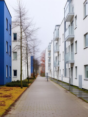 Obraz premium Modern Residential Street with Apartment Buildings