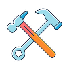 hammer and wrench crossed vector icon, hammer and wrench crossed vector illustration - simple illustration of hammer and wrench crossed, perfect for logos hammer and wrench crossed 