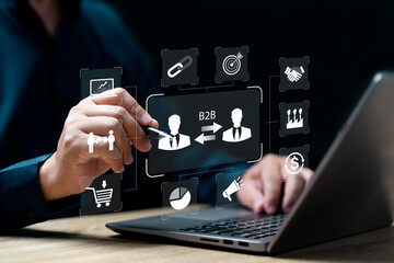 B2B, business-to-business marketing Concept, Business Company Commerce Technology, Businessman plan...