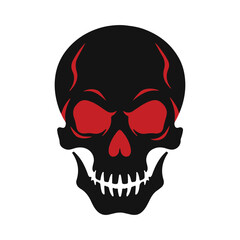 Bold skull in red and black color vector