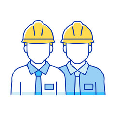 workers in helmets vector icon, workers in helmets vector illustration - simple illustration of workers in helmets, perfect for logos workers in helmets 