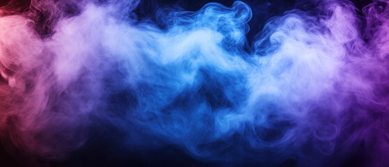 Ethereal electric smoke, swirling mist with vibrant blue and purple neon glows, soft tendrils of smoke illuminated by electric highlights