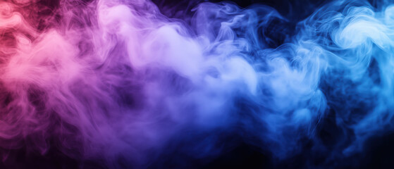 Ethereal electric smoke, swirling mist with vibrant blue and purple neon glows, soft tendrils of smoke illuminated by electric highlights