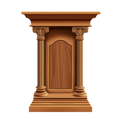 Obraz premium Brown wood church pulpit vector isolated on white