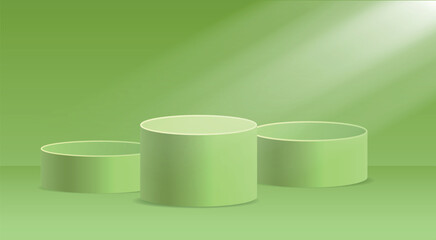 Green Product display presentation realistic 3d cylinder vector .