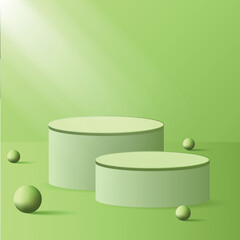 Green Product display presentation realistic 3d cylinder vector .