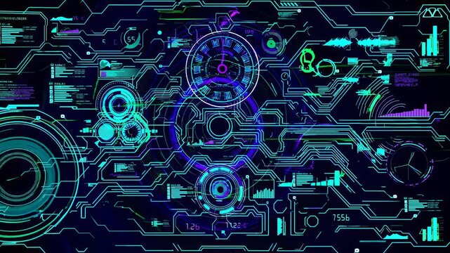Visual exploration of futuristic technology and data representation in a digital environment. Futuristic HUD, FUI, FVX style.