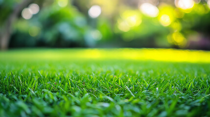 Naklejka premium Blurred Nature Garden Background with Greenery and Defocused Trees
