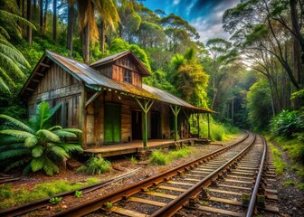 Fototapeta premium Fraser Island Central Station: Abandoned Forestry Hub in Rainforest Heart