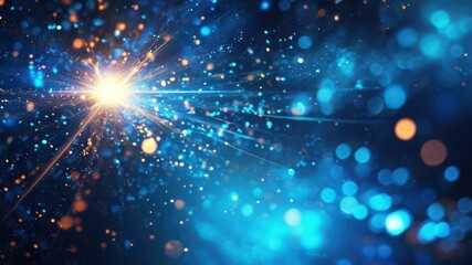Naklejka premium Abstract image of shimmering blue particles creating a luminous, vibrant atmosphere, ideal for creative and festive contexts