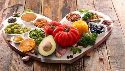 heart variety of fresh vegetables, Healthy Heart Food، shaped pasta with vegetables