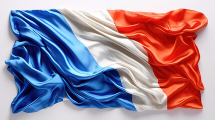 Gorgeous French flag waving elegantly on white background