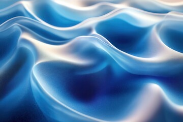 Fototapeta premium Textured blue fabric forms gentle waves and undulations under soft light in a serene composition