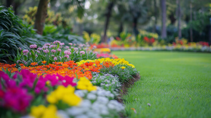 Blurred Nature Garden Background with Greenery and Defocused Trees