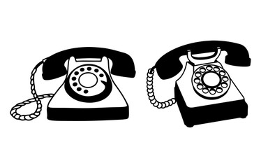 Retro Rotary Telephone Illustration in Classic Style