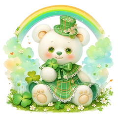 Fototapeta premium St. Patrick's Day Teddy Bear Clipart Vector Illustration