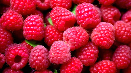 Gorgeous fruit background. flat-lay photography of raspberries