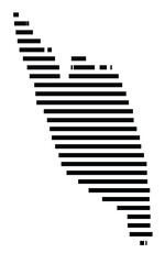 Symbol Map of the Island Antikythira (Greece) showing the island with horizontal black lines