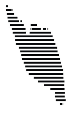 Symbol Map of the Island Antikythira (Greece) showing the island with horizontal black lines