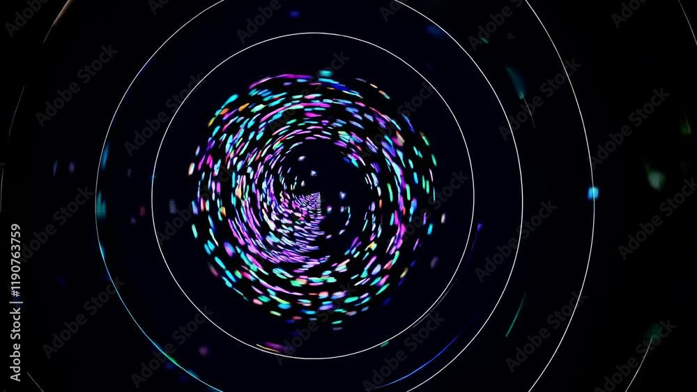 Aufkleber colorful lights create a mesmerizing spiral effect in a dark space during an immersive art installat