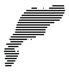 Symbol Map of the Island Kalamos (Greece) showing the island with horizontal black lines