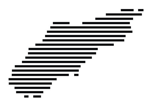 Symbol Map of the Island Kasos (Greece) showing the island with horizontal black lines
