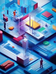 Creative graphic designers team draft planning application development process prototype layout for mobile web. User Experience Concepts