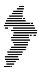 Symbol Map of the Island Kythnos (Greece) showing the island with horizontal black lines