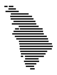 Obraz premium Symbol Map of the Island Sifnos (Greece) showing the island with horizontal black lines