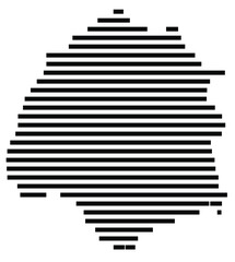 Symbol Map of the Island Thasos (Greece) showing the island with horizontal black lines