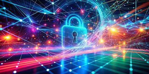Obraz premium Futuristic Data Shield: Abstract Digital Protection Concept