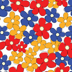 Cute flowers background seamless pattern vector illustration