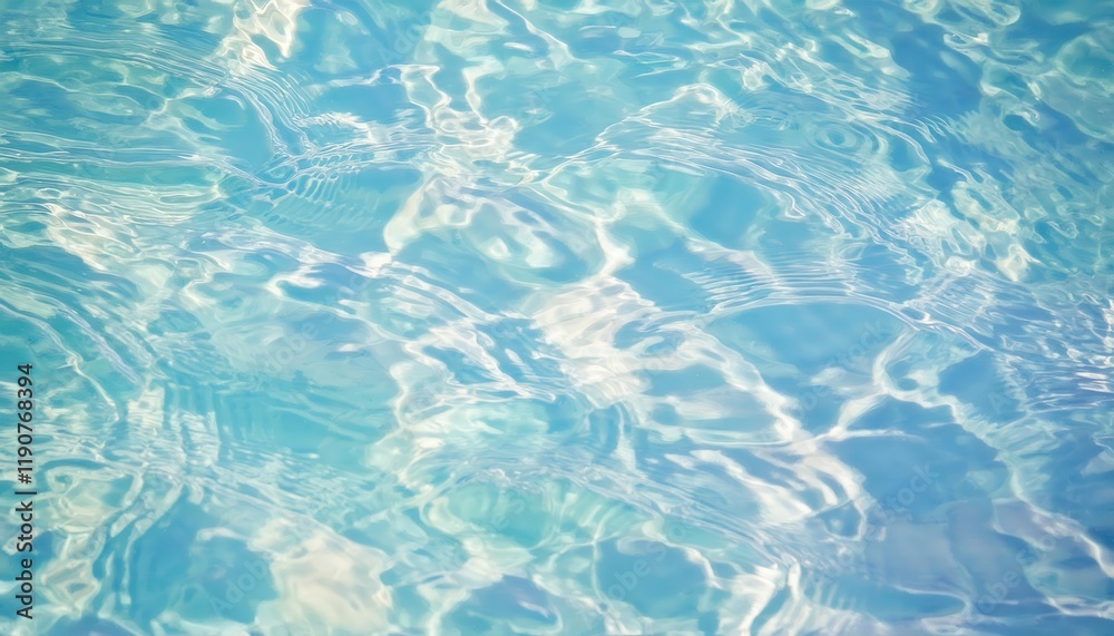 Poster tranquil turquoise water ripples with sunlight reflections creating abstract flowing patterns, ideal