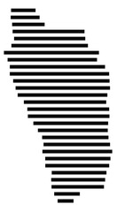 Symbol Map of the Island Dominica (Dominica) showing the island with horizontal black lines